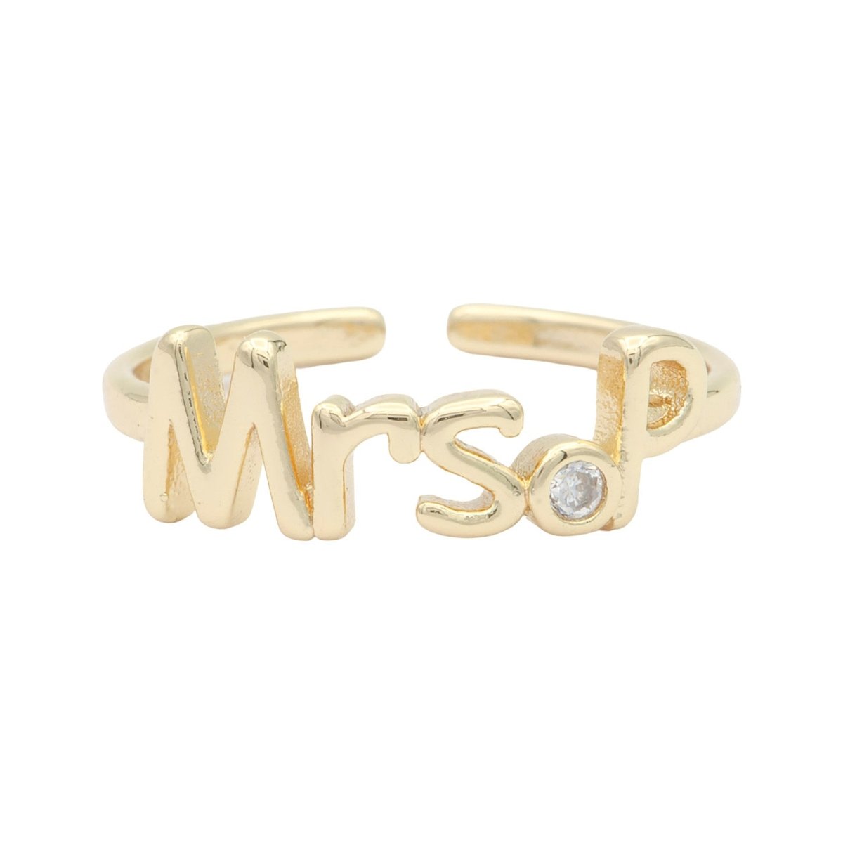 Dainty Mrs Ring Gold Letter Minimalist Initial Name Ring Adjustable Engagement Gift O-927-O-952