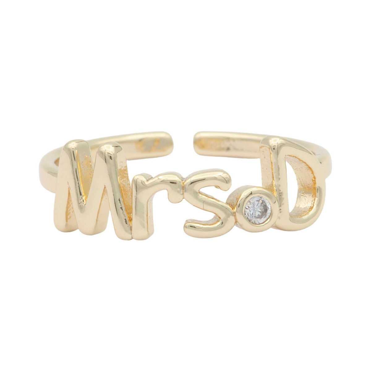 Dainty Mrs Ring Gold Letter Minimalist Initial Name Ring Adjustable Engagement Gift O-927-O-952
