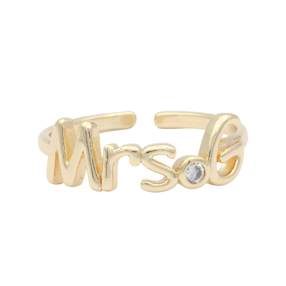 Dainty Mrs Ring Gold Letter Minimalist Initial Name Ring Adjustable Engagement Gift O-927-O-952