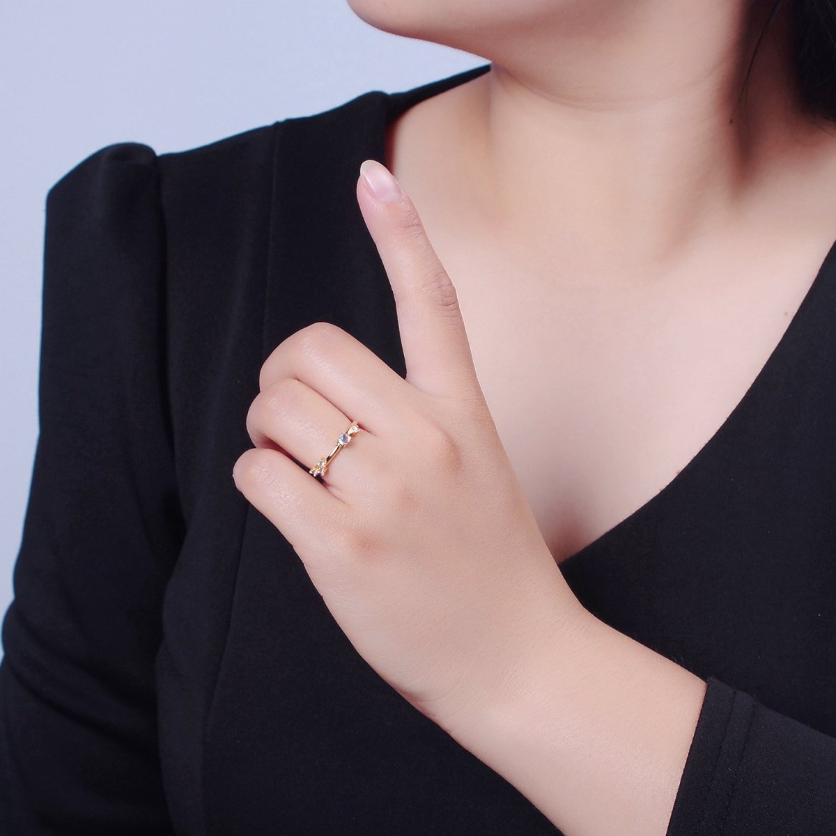 Dainty Multi-Stone Ring • Gold Band Cz Birthstone Ring O-2152~ O-2157