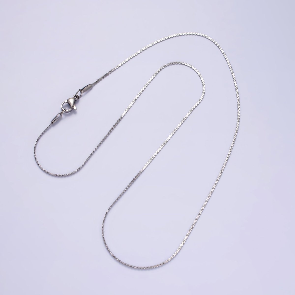 Dainty Nugget Tinsel Serpentine Chain Necklace for Women Stainless Steel Necklace 18 inch long | WA-2104 Clearance Pricing - DLUXCA