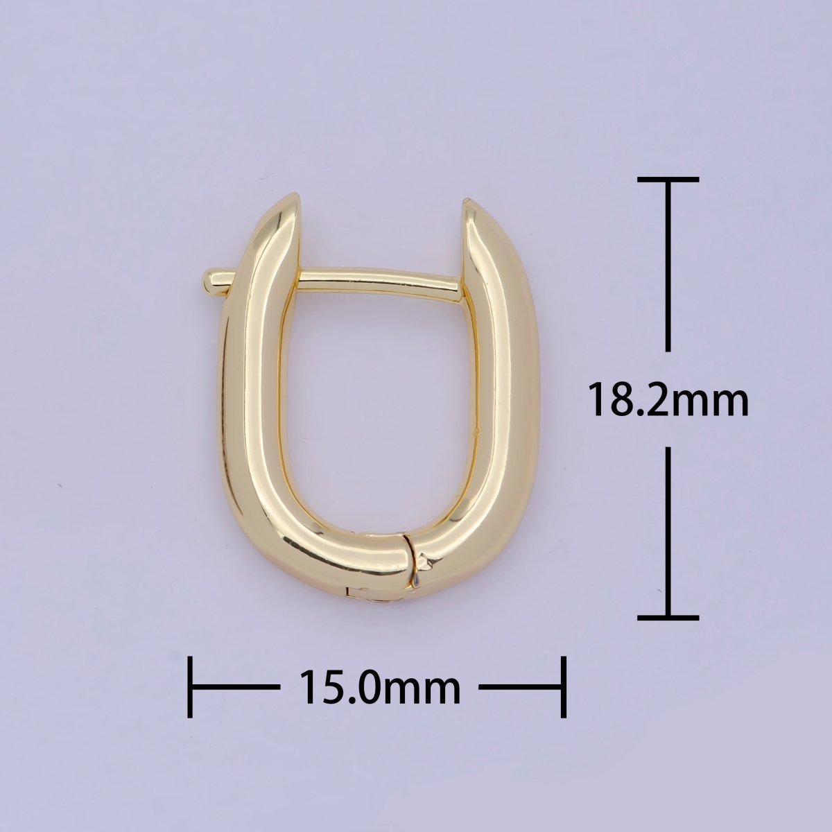 Dainty Oblong Rectangle Hoop Earring, Gold U Shape Huggie Hoop Minimalist Jewelry V-368 - DLUXCA