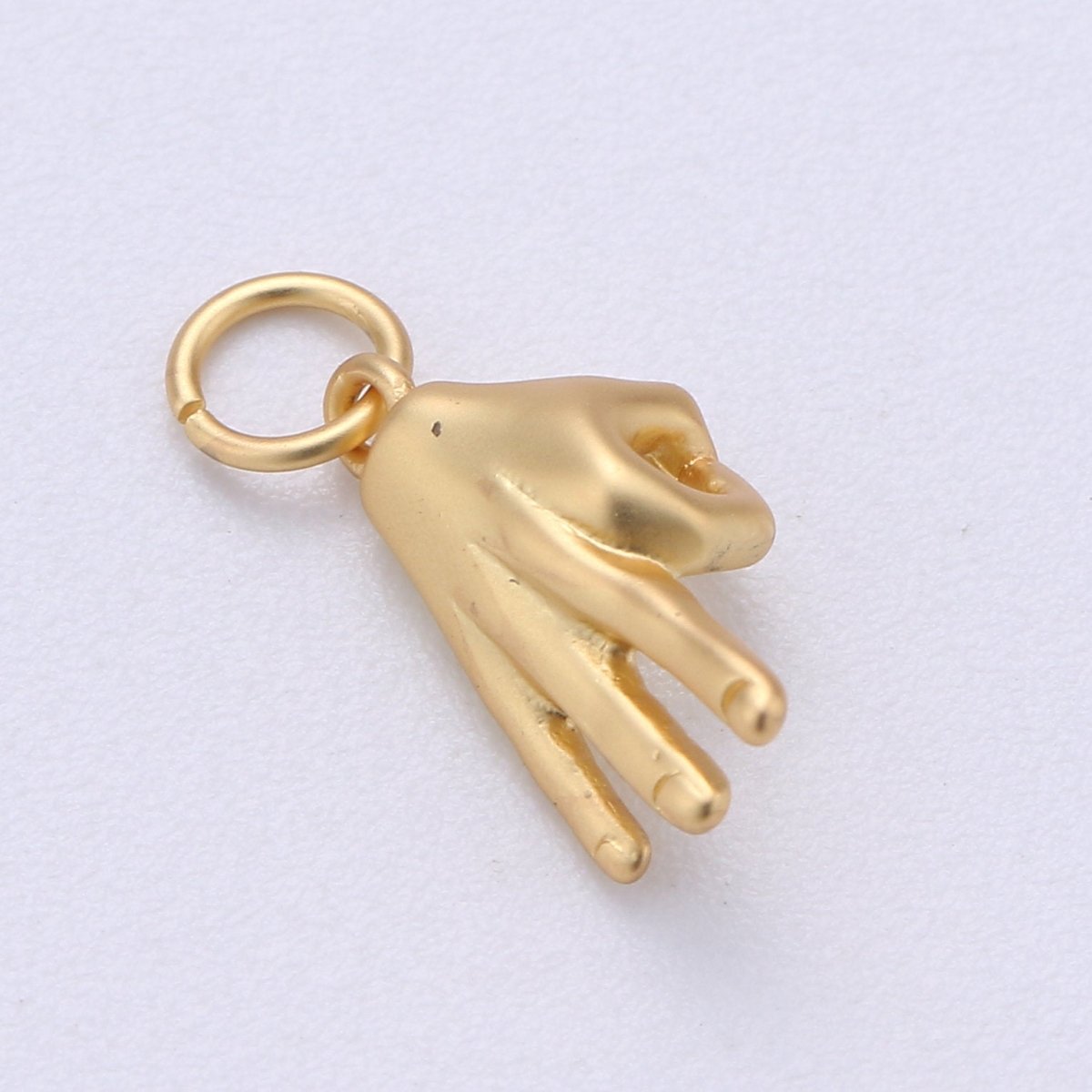 14K Gold Filled Matte "A-OKAY" Hand Gesture Symbol Charm in Gold, Silver, Black | C405