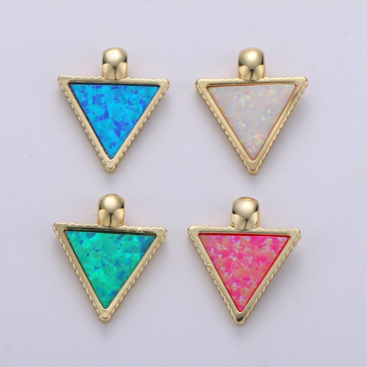 Dainty Opal Charm - 20x15mm Blue Triangle Charm 14k Gold Filled CZ Drop Charm Pendant, Cubic Geometric Charm for Minimalist jewelry I-367~I-370