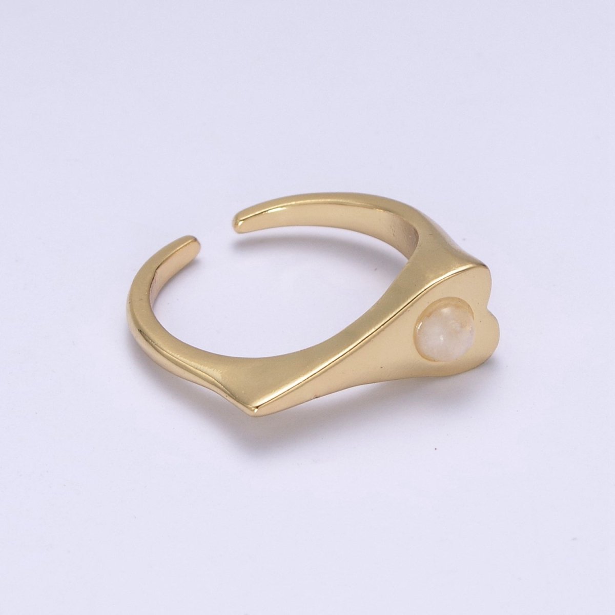 Dainty Opal Signet Long Heart Ring - Adjustable Gold Filled Ring Minimalist Jewelry for Valentine U-226 - DLUXCA