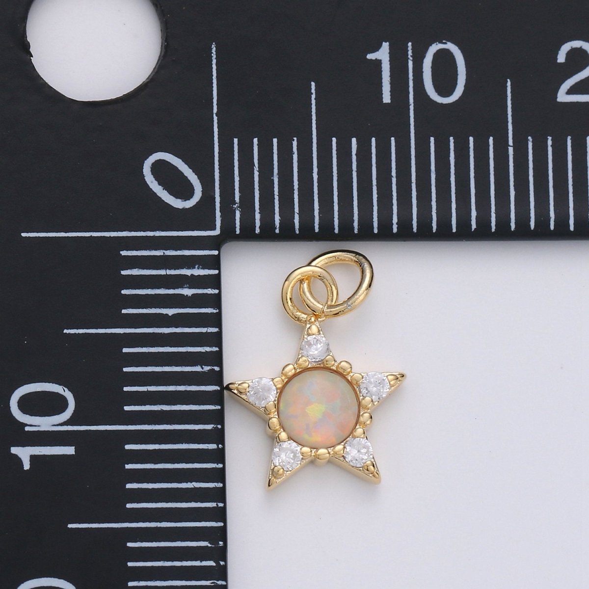 Dainty Opal star Charm - 10x15mm Blue star Stone Charm 14k Gold Filled CZ Drop Charm Pendant, Cubic celestial Charm D-175 D-176