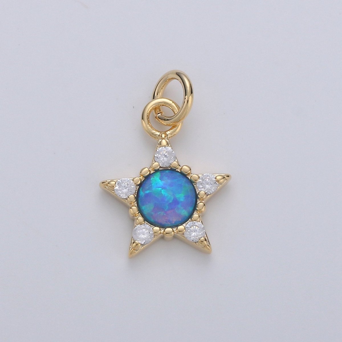 Dainty Opal star Charm - 10x15mm Blue star Stone Charm 14k Gold Filled CZ Drop Charm Pendant, Cubic celestial Charm D-175 D-176