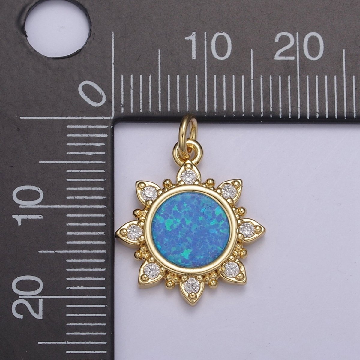 Dainty Opal Sun Charm Clear Pink Blue Opal Celestial Jewelry Inspired N-668 - N-670