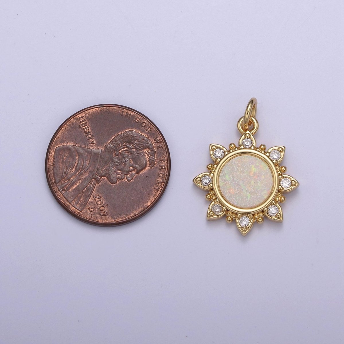 Dainty Opal Sun Charm Clear Pink Blue Opal Celestial Jewelry Inspired N-668 - N-670