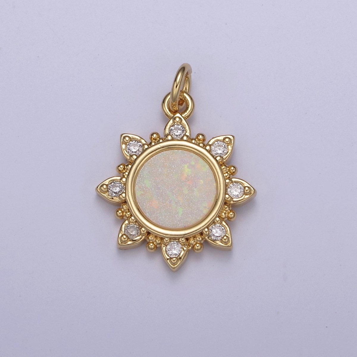 Dainty Opal Sun Charm Clear Pink Blue Opal Celestial Jewelry Inspired N-668 - N-670