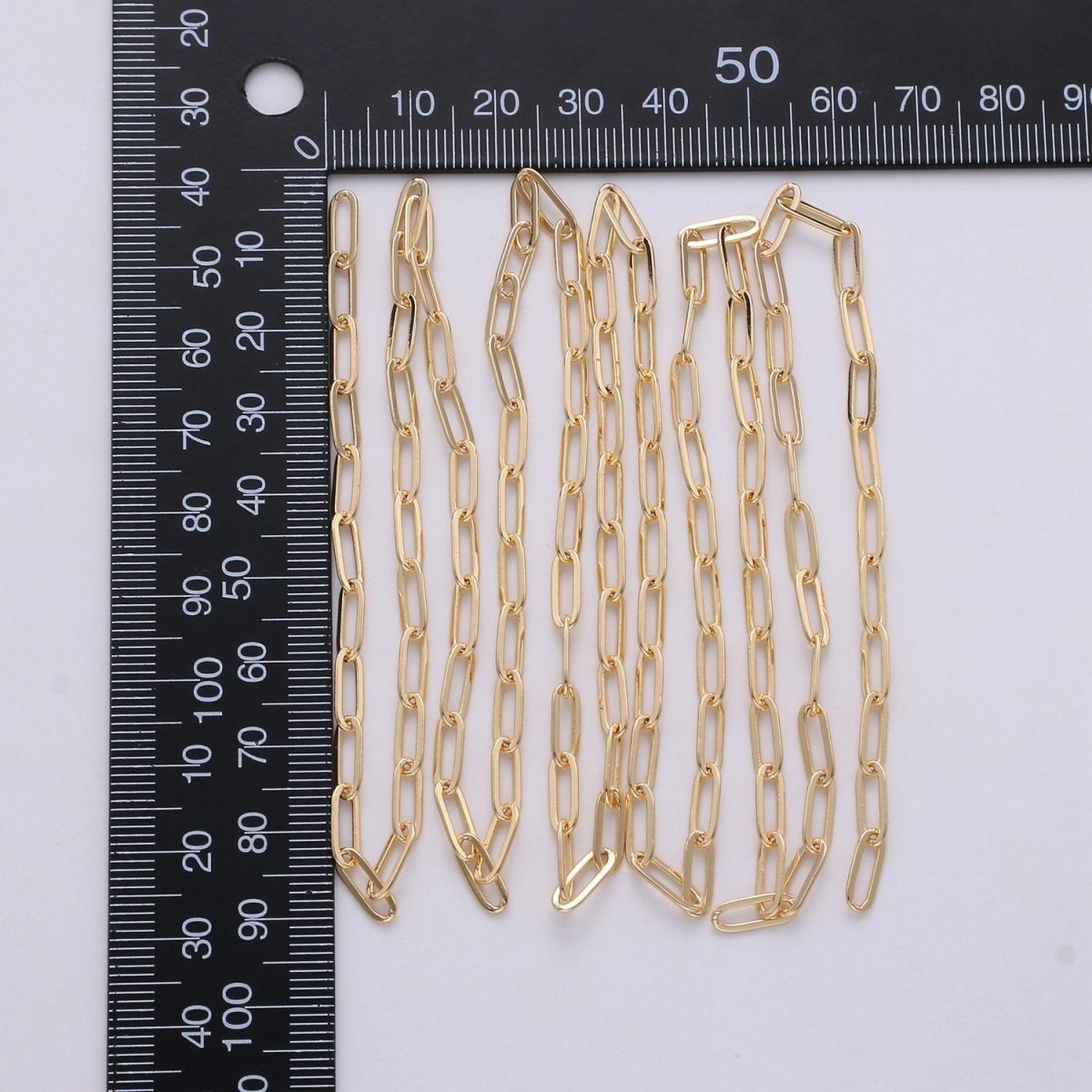 Dainty Paper Clip Chain Necklace, 24K Gold Filled Elongated Rectangle Paper Clip 3.5X10mm, Unfinished Chain | ROLL-248 ROLL-258