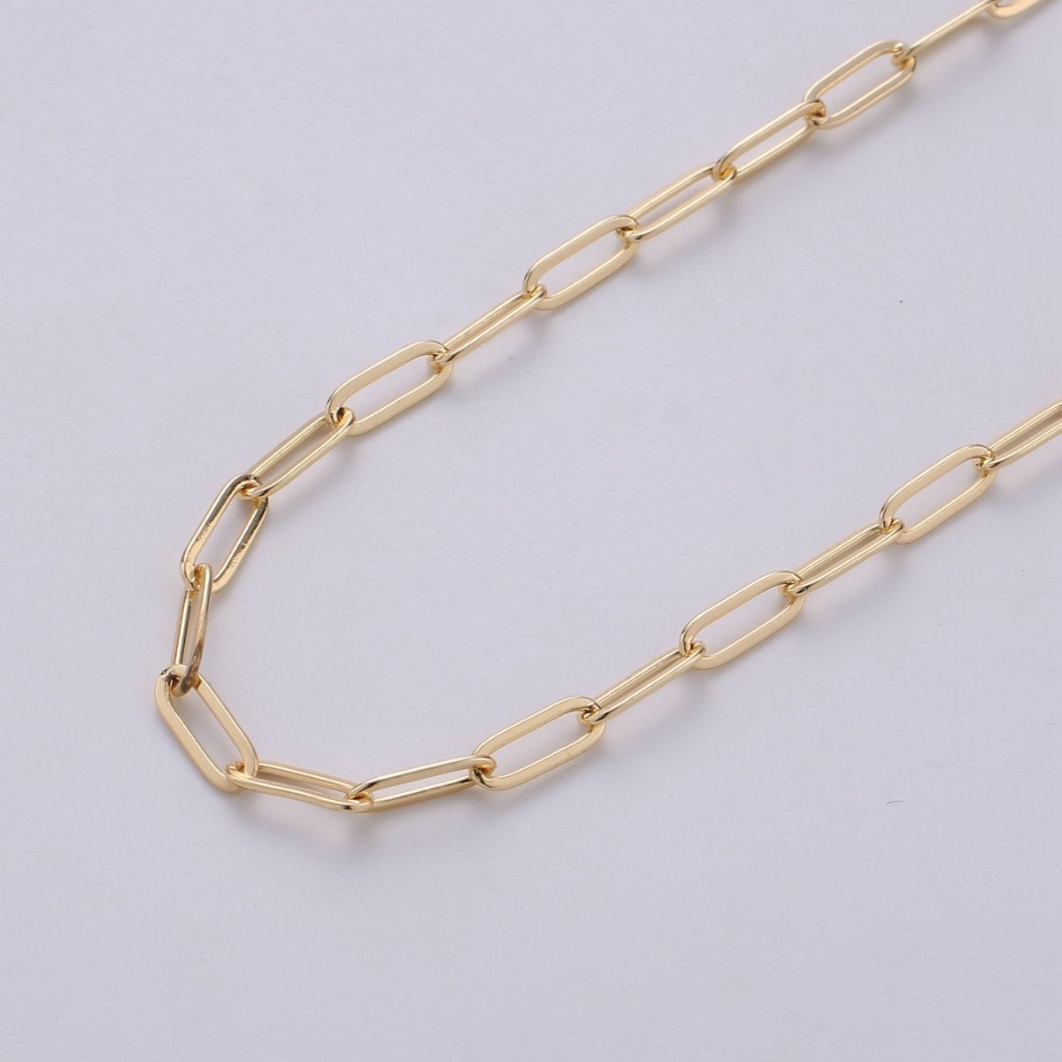 Dainty Paper Clip Chain Necklace, 24K Gold Filled Elongated Rectangle Paper Clip 3.5X10mm, Unfinished Chain | ROLL-248 ROLL-258