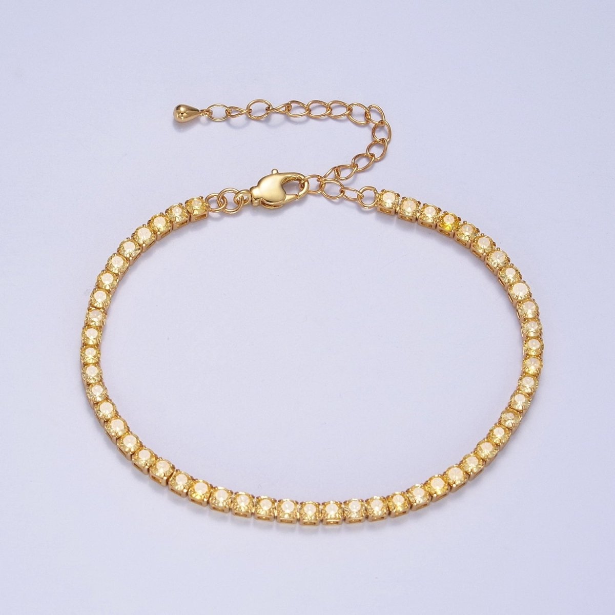 Dainty PEACH, YELLOW, RED Diamond Tennis Bracelet Gold CZ Tennis Bracelet Cubic Zirconia Diamond Bracelet Adjustable | WA-890 WA-891 WA-892 Clearance Pricing