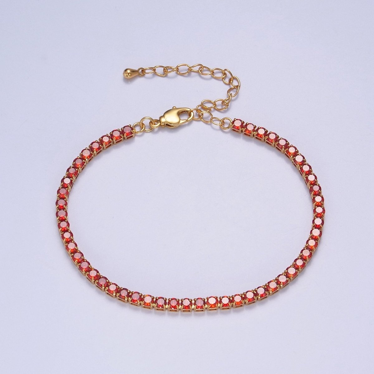 Dainty PEACH, YELLOW, RED Diamond Tennis Bracelet Gold CZ Tennis Bracelet Cubic Zirconia Diamond Bracelet Adjustable | WA-890 WA-891 WA-892 Clearance Pricing