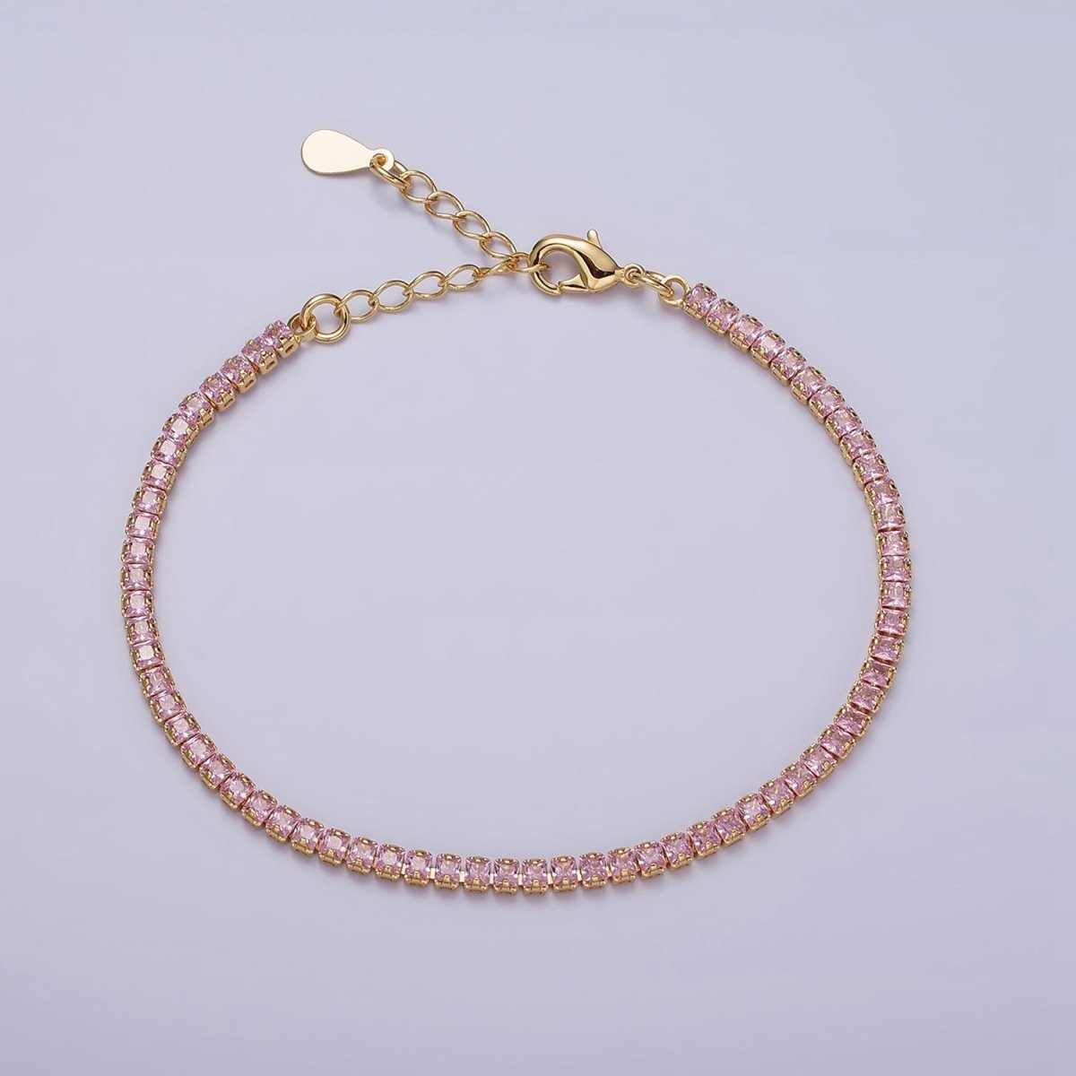 Dainty PEACH, YELLOW, RED Diamond Tennis Bracelet Gold CZ Tennis Bracelet Cubic Zirconia Diamond Bracelet Adjustable | WA-890 WA-891 WA-892 Clearance Pricing