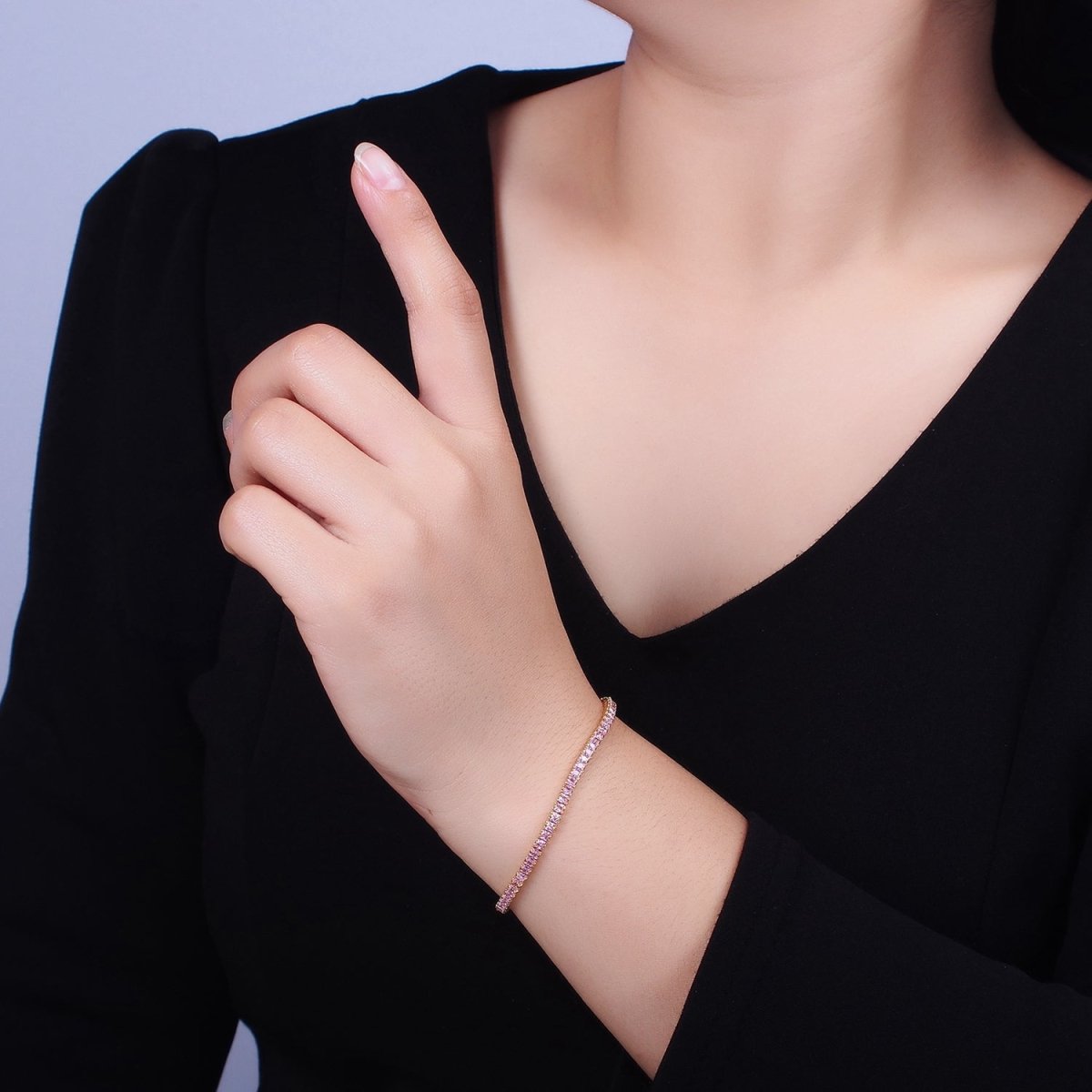 Dainty PEACH, YELLOW, RED Diamond Tennis Bracelet Gold CZ Tennis Bracelet Cubic Zirconia Diamond Bracelet Adjustable | WA-890 WA-891 WA-892 Clearance Pricing