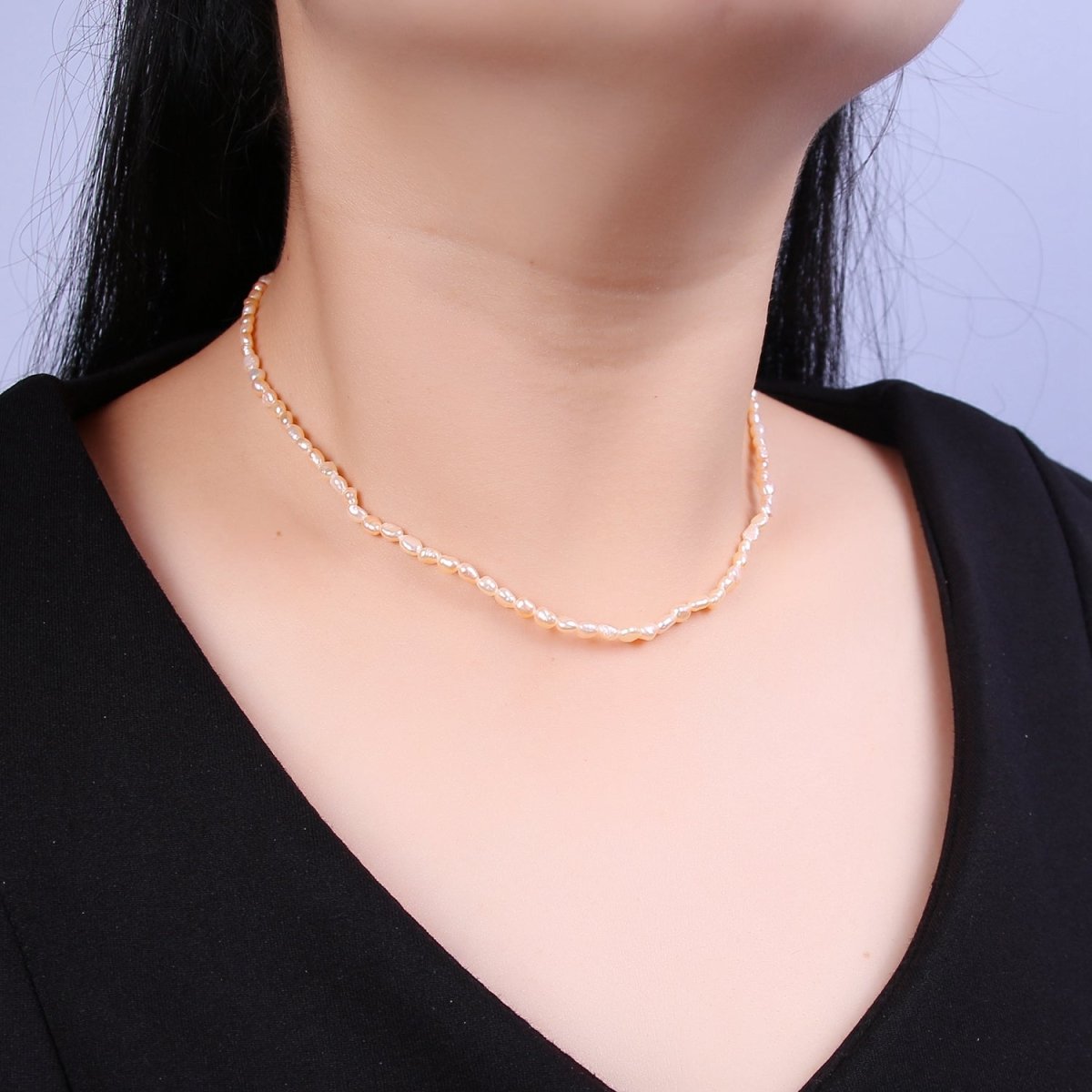 Dainty Pearl Choker Necklace - Blush Pink Bridal Wedding Jewelry - Bridesmaid Jewelry - Fresh Water Pearl Jewelry | WA-705 Clearance Pricing