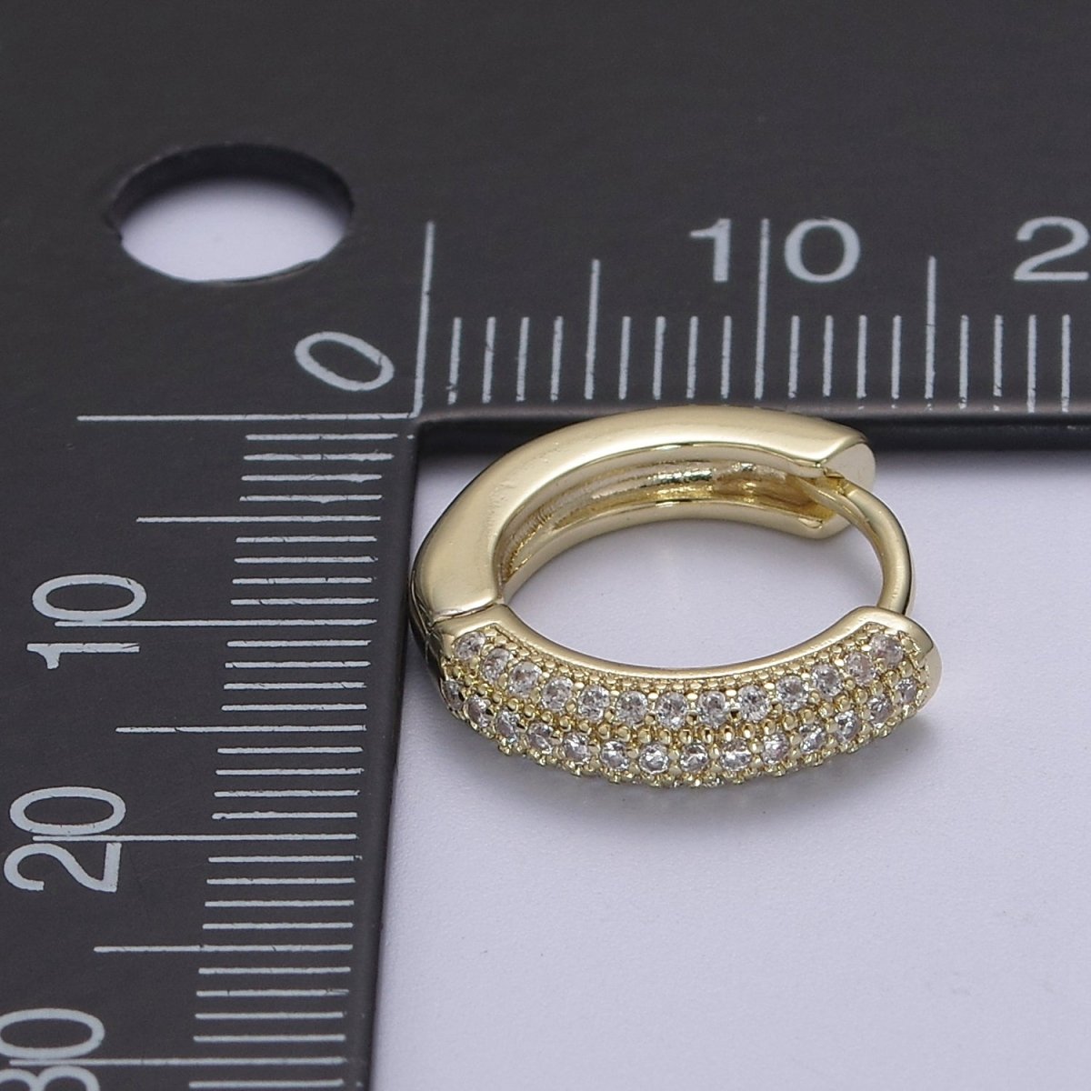 OS Dainty Pierced Earrings 14K Gold Filled Micropavé CZ Huggie Hoop Earrings, DIY Jewelry Supplies V-154