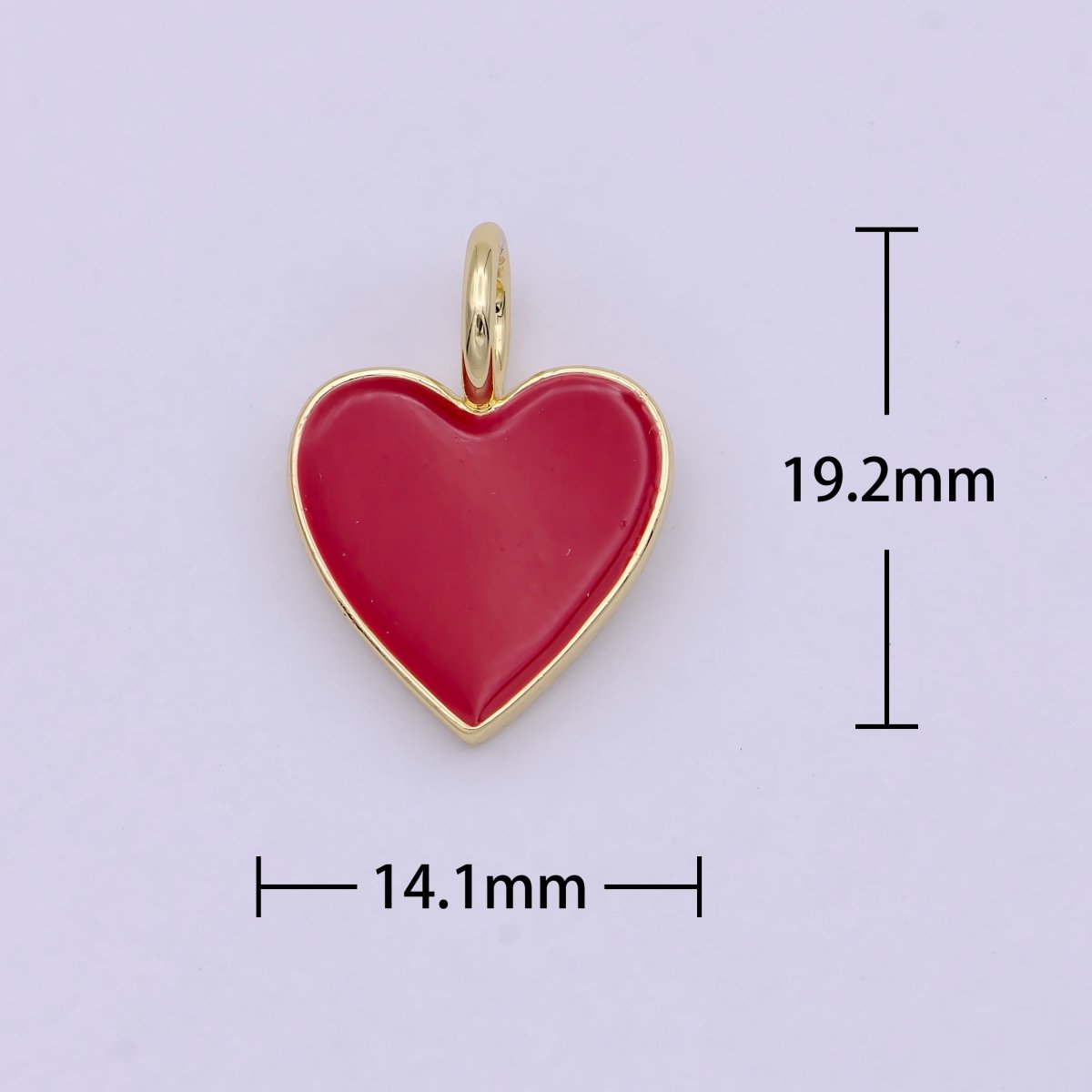 Dainty Pink enameled heart Red enamel heart pendant, Gold Love charm enamel jewelry for Necklace Bracelet Earring Charm Supply C-801