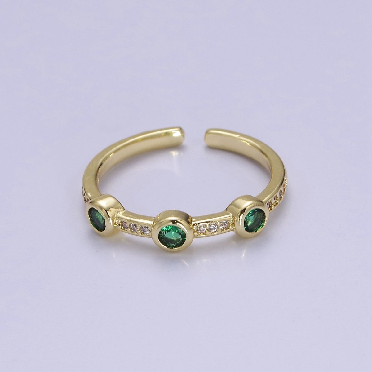 Dainty pink green clear stone ring stackable ring cubic cz gold ring  O-2111