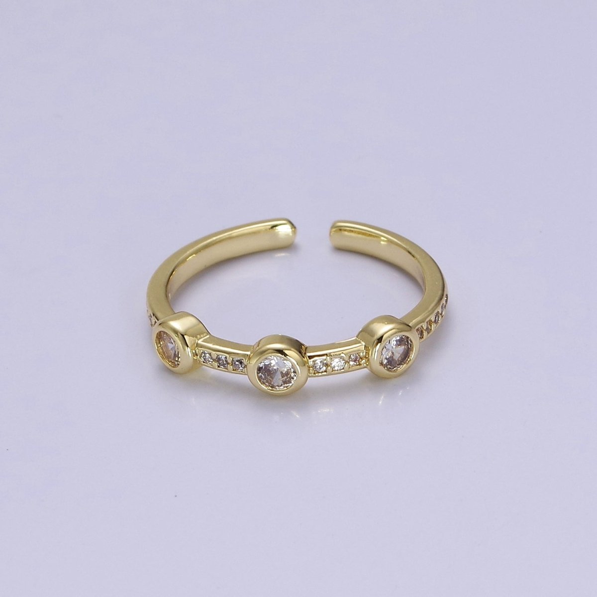 Dainty pink green clear stone ring stackable ring cubic cz gold ring  O-2111