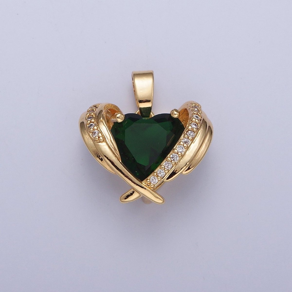 OS Dainty Pink Heart Charm, Green Heart Pendant X-331