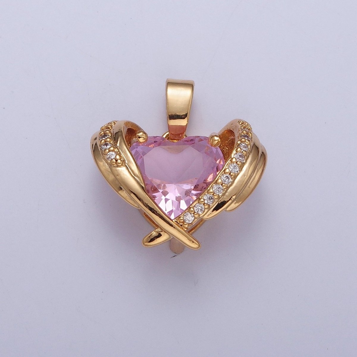 OS Dainty Pink Heart Charm, Green Heart Pendant X-331