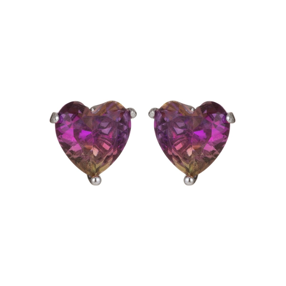 Dainty Pink heart earrings, Black CZ earrings, heart studs, Yellow solitaire earrings Purple Cubic studs for birthday gift