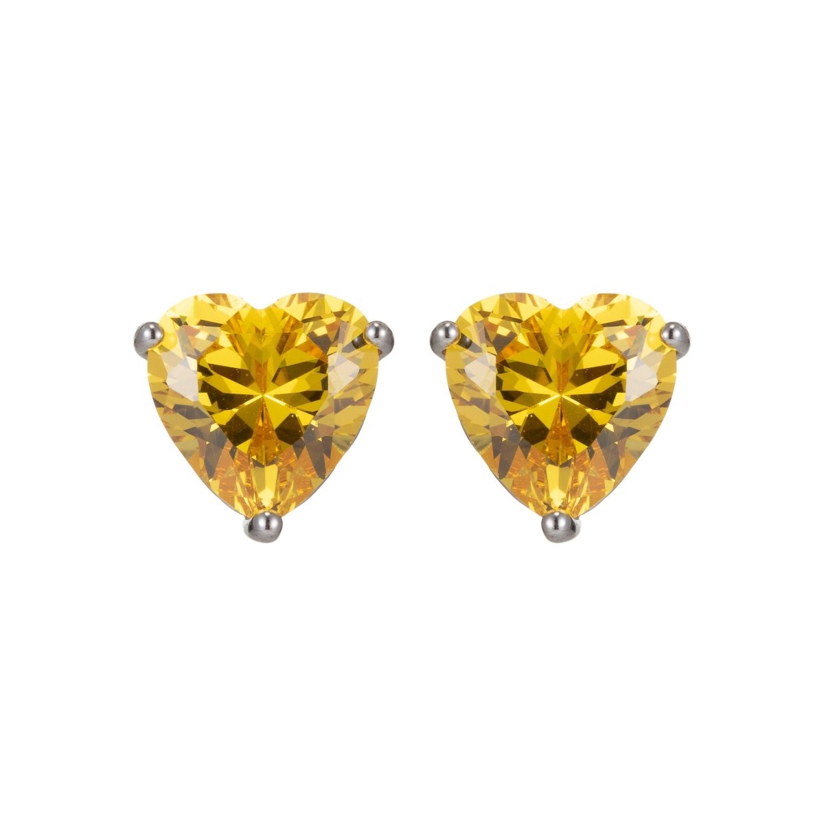 Dainty Pink heart earrings, Black CZ earrings, heart studs, Yellow solitaire earrings Purple Cubic studs for birthday gift