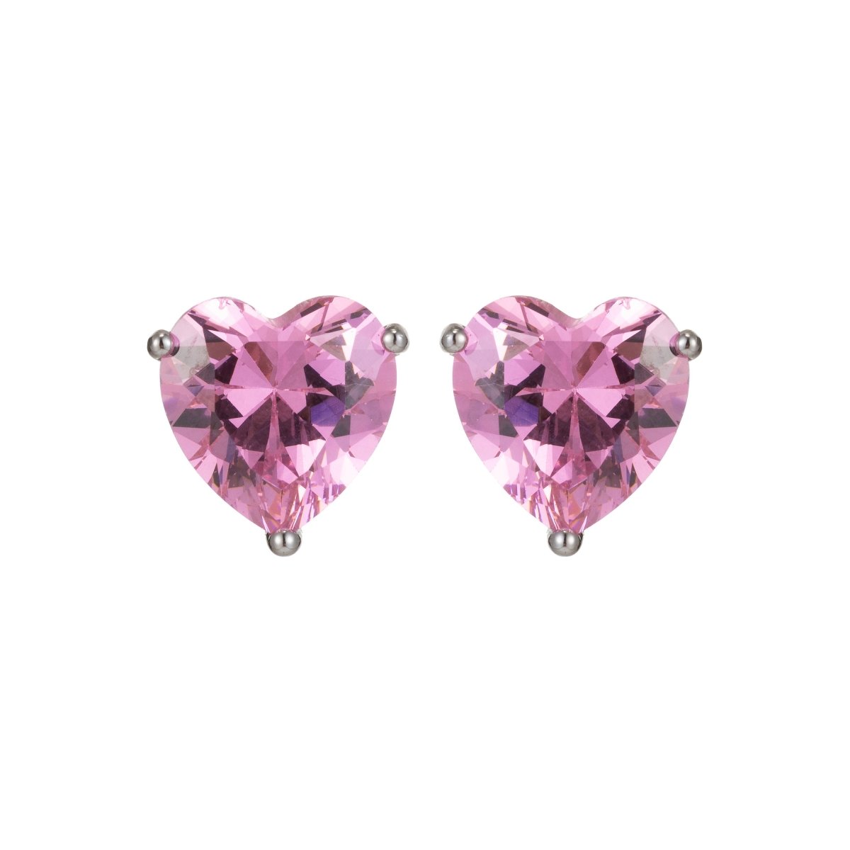 Dainty Pink heart earrings, Black CZ earrings, heart studs, Yellow solitaire earrings Purple Cubic studs for birthday gift