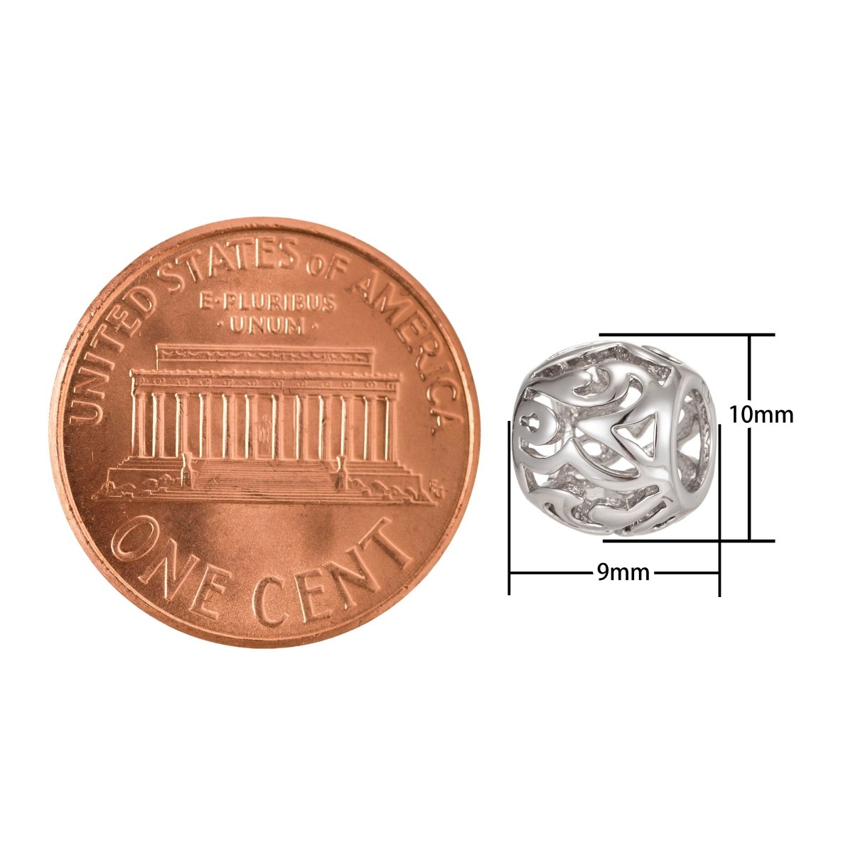 Dainty Pure Silver Ornamented Beads, Gold Filled Silver Art Jewelry Making Beads B-195 - DLUXCA