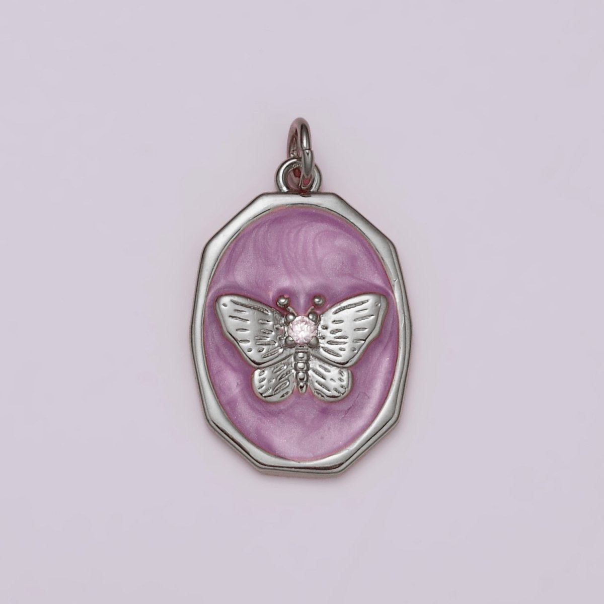 Dainty Purple Butterfly Gold Charm for Necklace Earring Bracelet Component Enamel Charm C-374 M-936