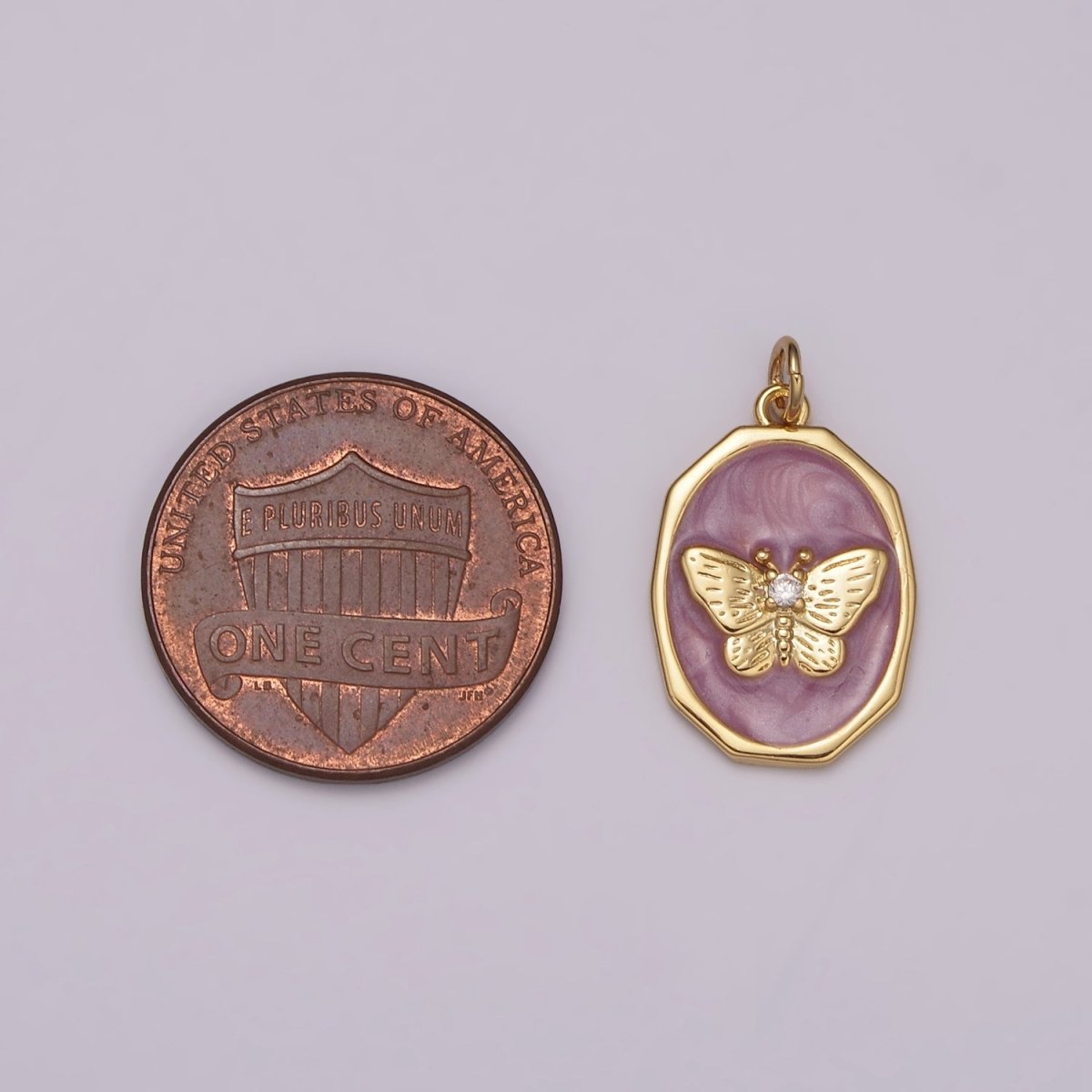 Dainty Purple Butterfly Gold Charm for Necklace Earring Bracelet Component Enamel Charm C-374 M-936