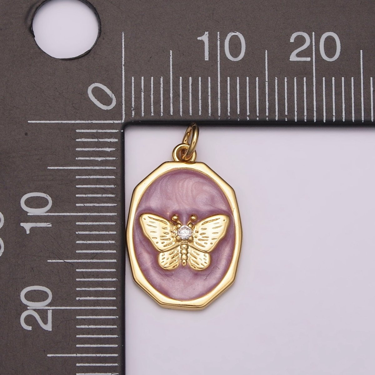 Dainty Purple Butterfly Gold Charm for Necklace Earring Bracelet Component Enamel Charm C-374 M-936