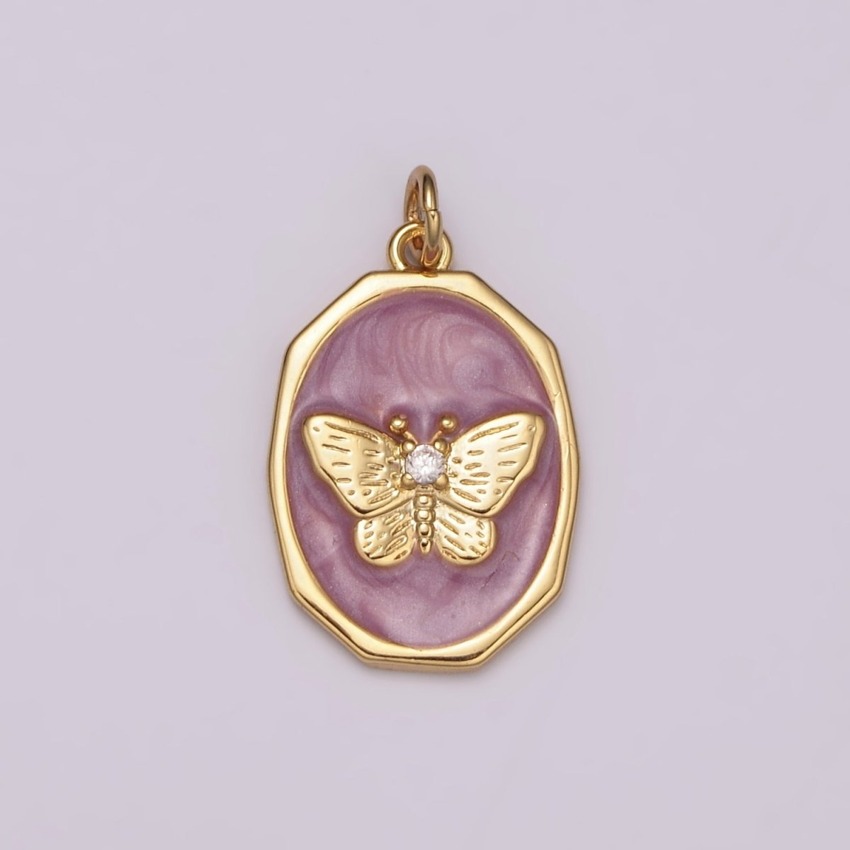 Dainty Purple Butterfly Gold Charm for Necklace Earring Bracelet Component Enamel Charm C-374 M-936