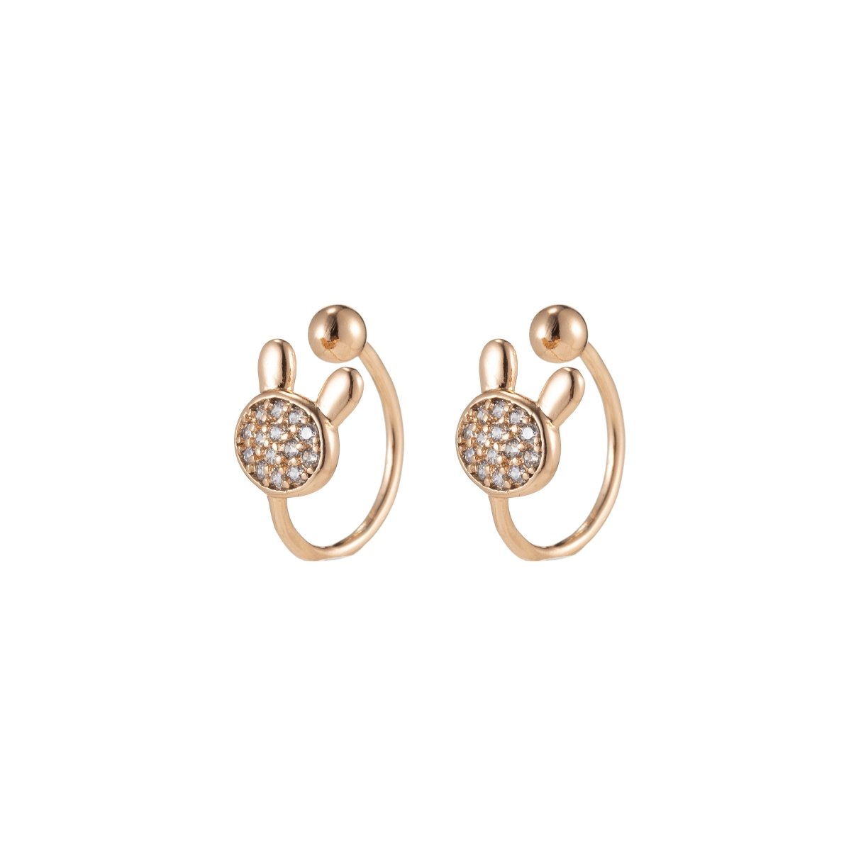 Dainty Rabbit EarCuff Bunny rabbit ear cuff No Pierced, Micro Pave Conch Cuff Earring, AI-035 - DLUXCA