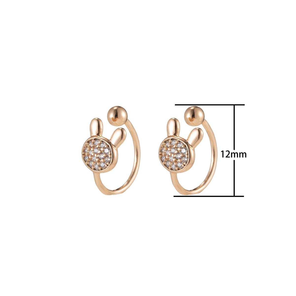 Dainty Rabbit EarCuff Bunny rabbit ear cuff No Pierced, Micro Pave Conch Cuff Earring, AI-035 - DLUXCA