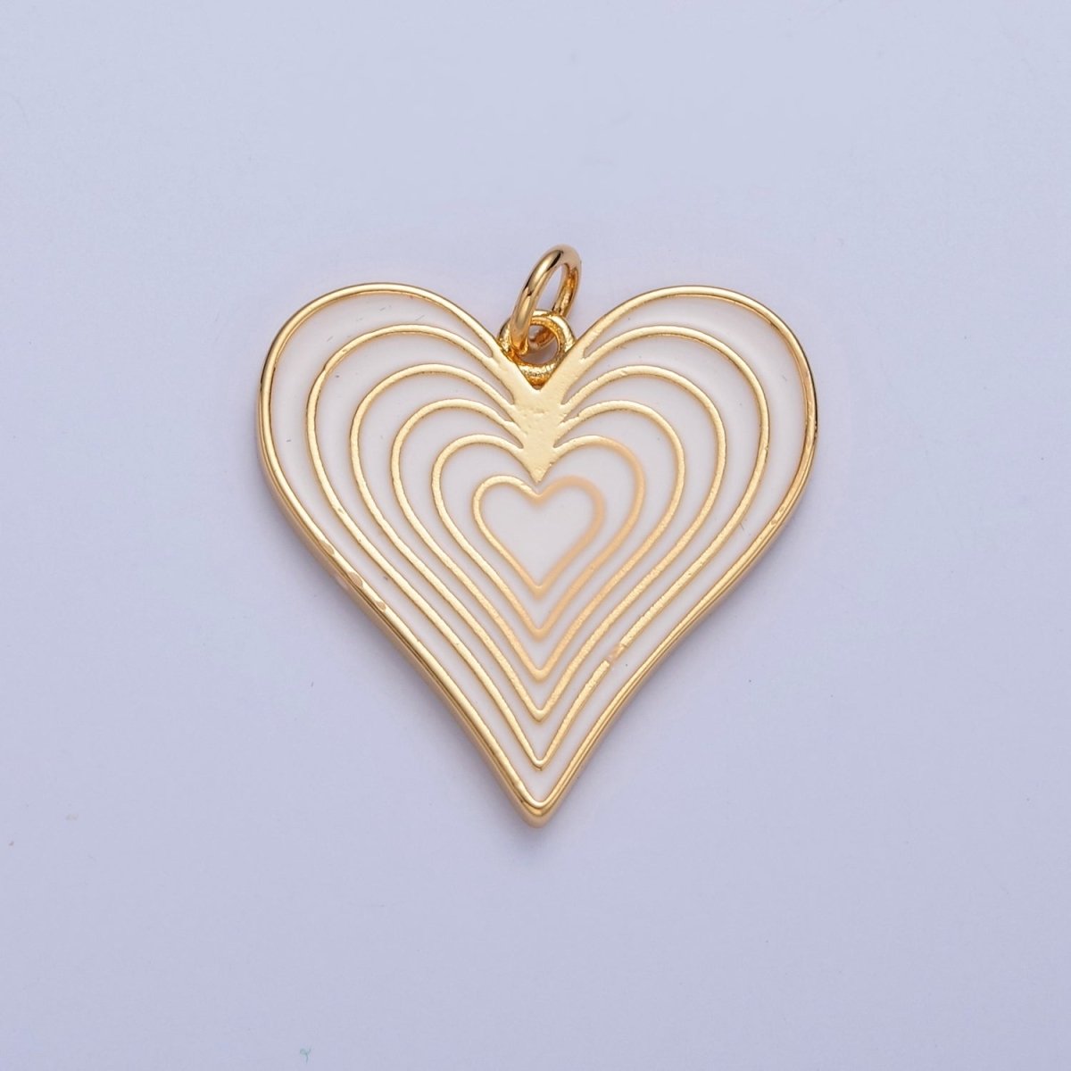 OS Dainty Radiant Heart Charm White Enamel Heart Pendant | W-287