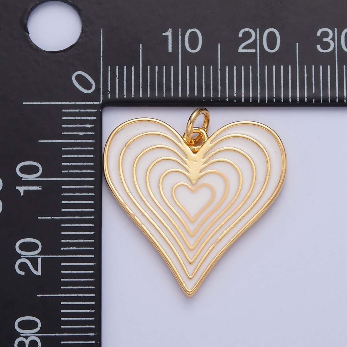 OS Dainty Radiant Heart Charm White Enamel Heart Pendant | W-287