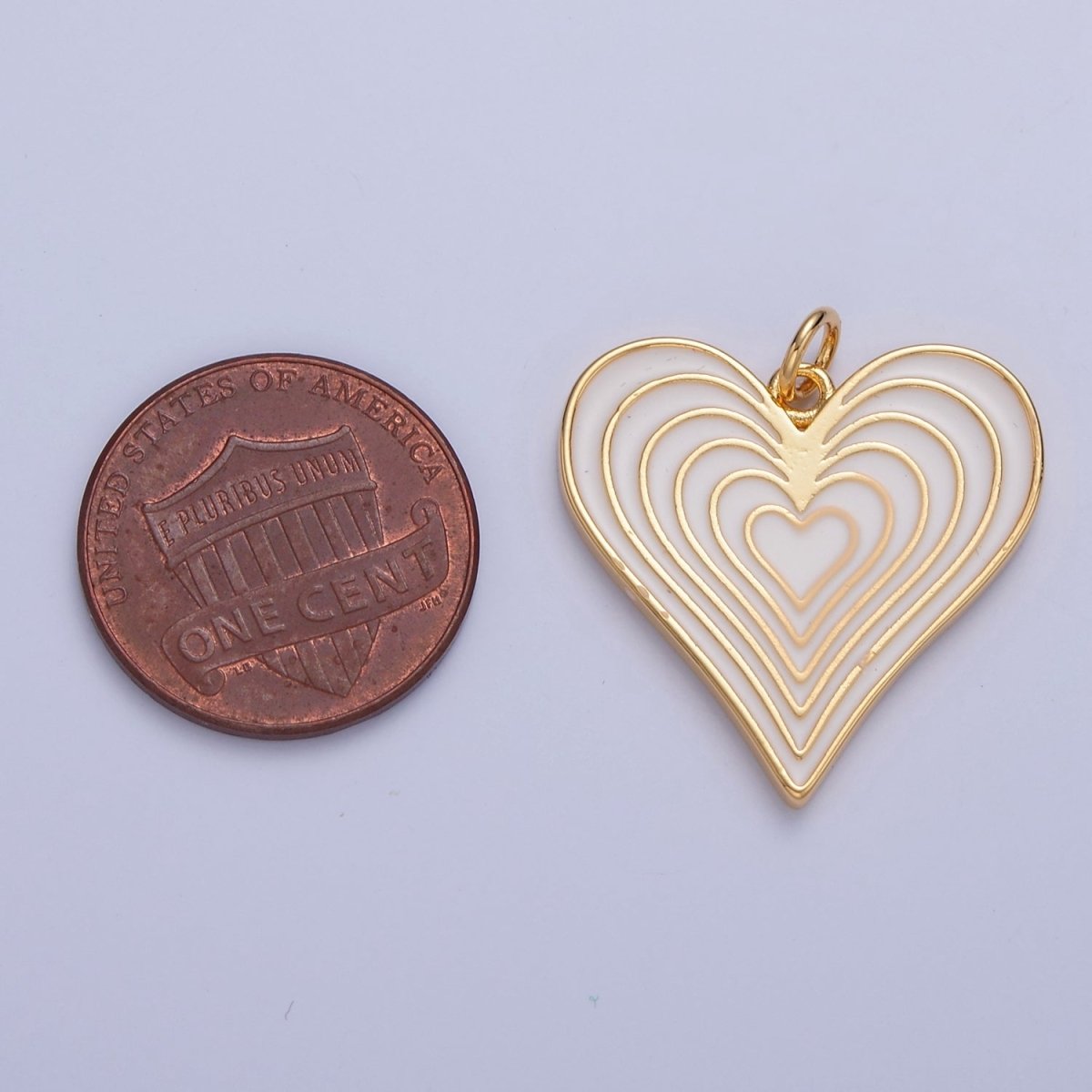 OS Dainty Radiant Heart Charm White Enamel Heart Pendant | W-287