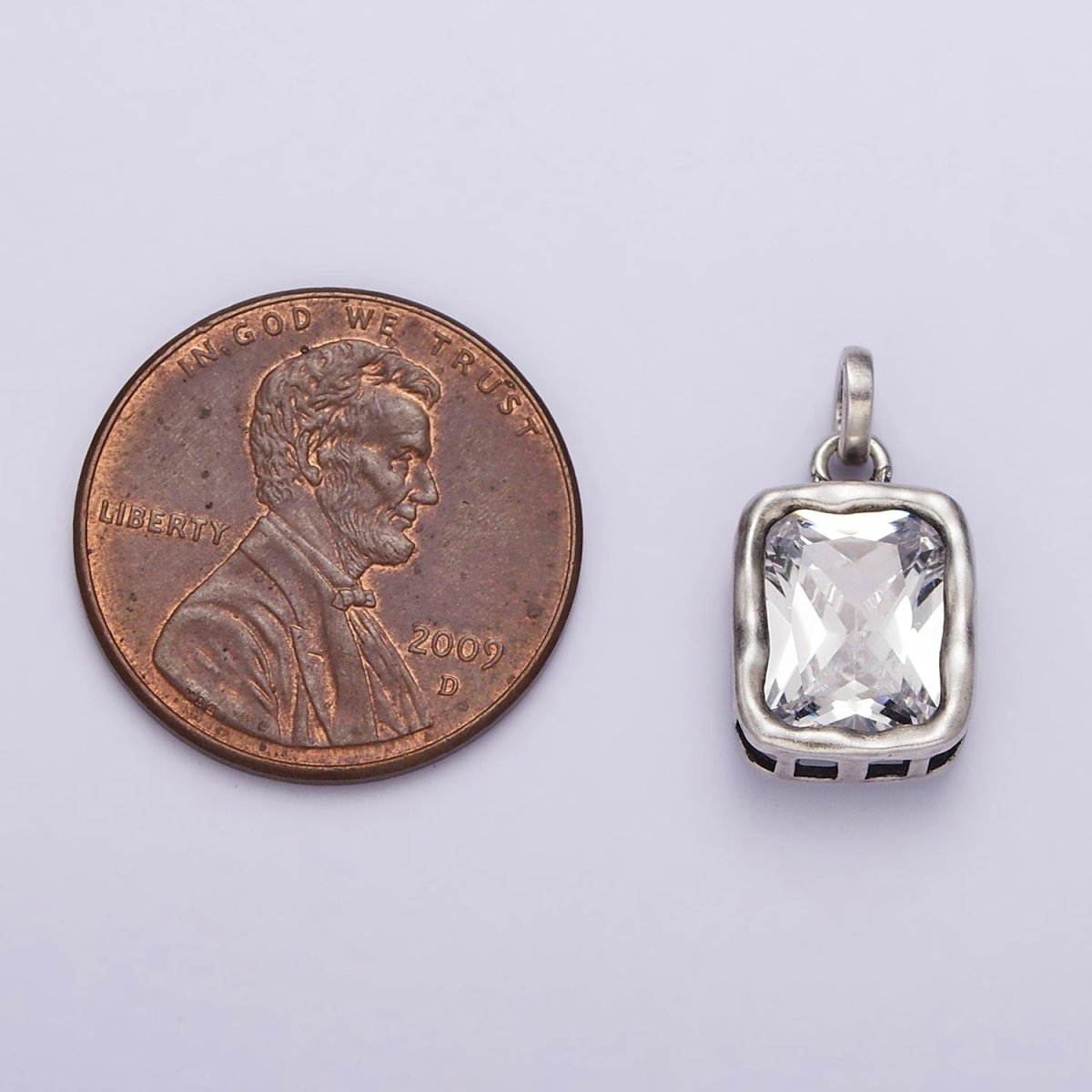 Dainty Rectangle Charm in 925 Sterling Silver Pendant CZ Drop Pendant SL-317 - DLUXCA
