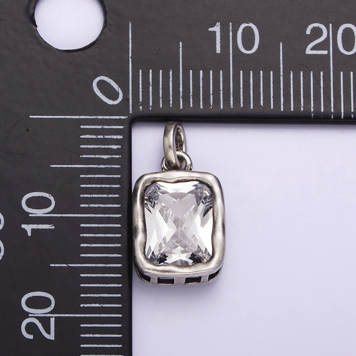 Dainty Rectangle Charm in 925 Sterling Silver Pendant CZ Drop Pendant SL-317 - DLUXCA