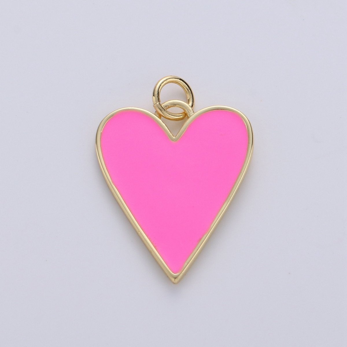 Dainty Red Heart enameled Pink enamel heart pendant, Gold Love charm for Necklace Bracelet Earring Charm Supply Relationship Jewelry D-695 D-696