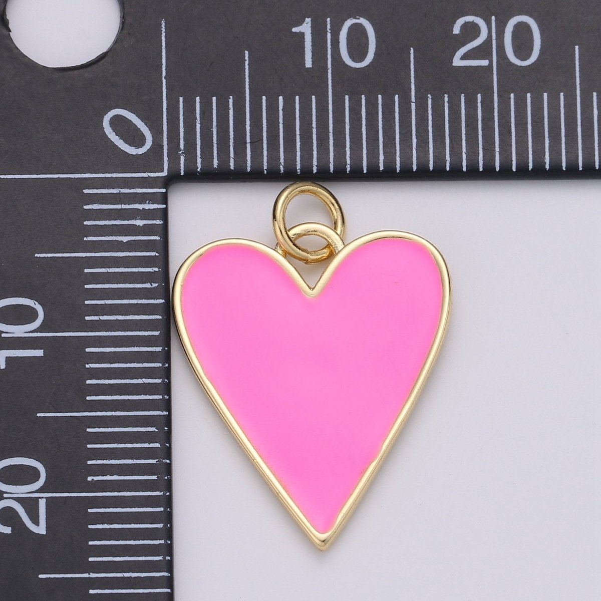 Dainty Red Heart enameled Pink enamel heart pendant, Gold Love charm for Necklace Bracelet Earring Charm Supply Relationship Jewelry D-695 D-696