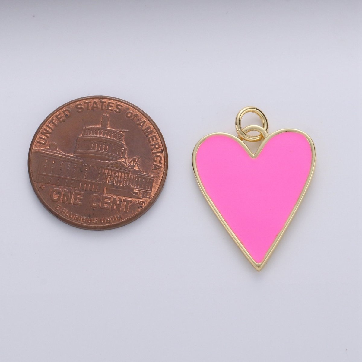 Dainty Red Heart enameled Pink enamel heart pendant, Gold Love charm for Necklace Bracelet Earring Charm Supply Relationship Jewelry D-695 D-696