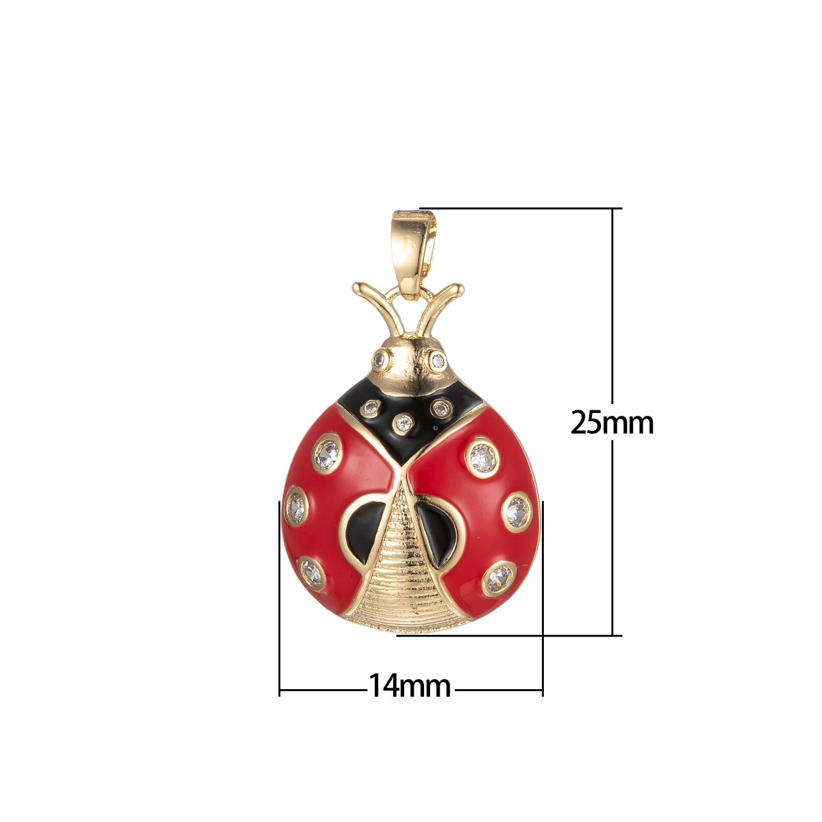 Dainty Red Lady Bug Charm Enamel Animal Insect Pendant for Bracelet Necklace Earring H-900