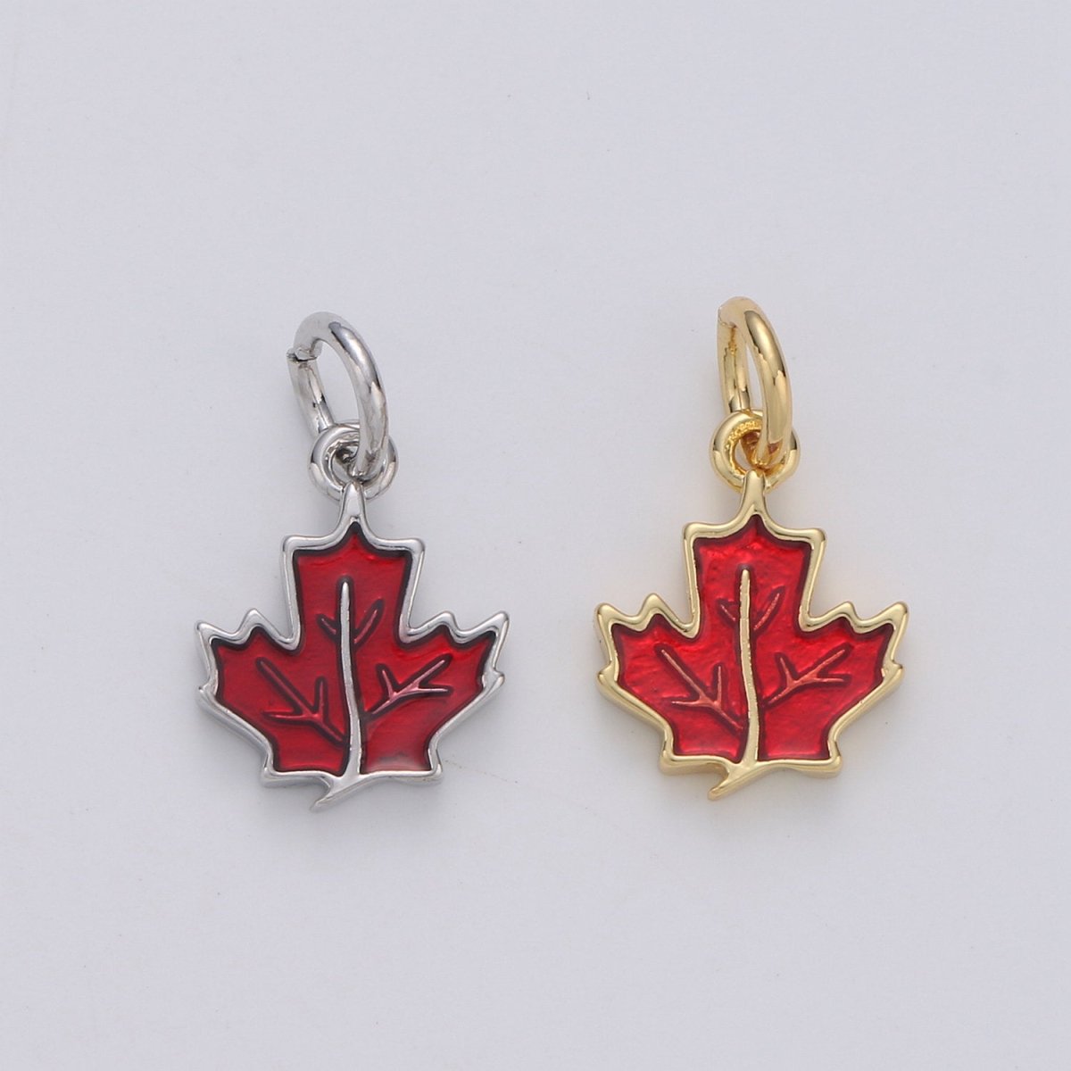 Dainty Red Maple Pendant Enamel Maple Tree Charm, Gold Canada Charm Jewelry for Necklace Bracelet Earring Component D-190 D-191