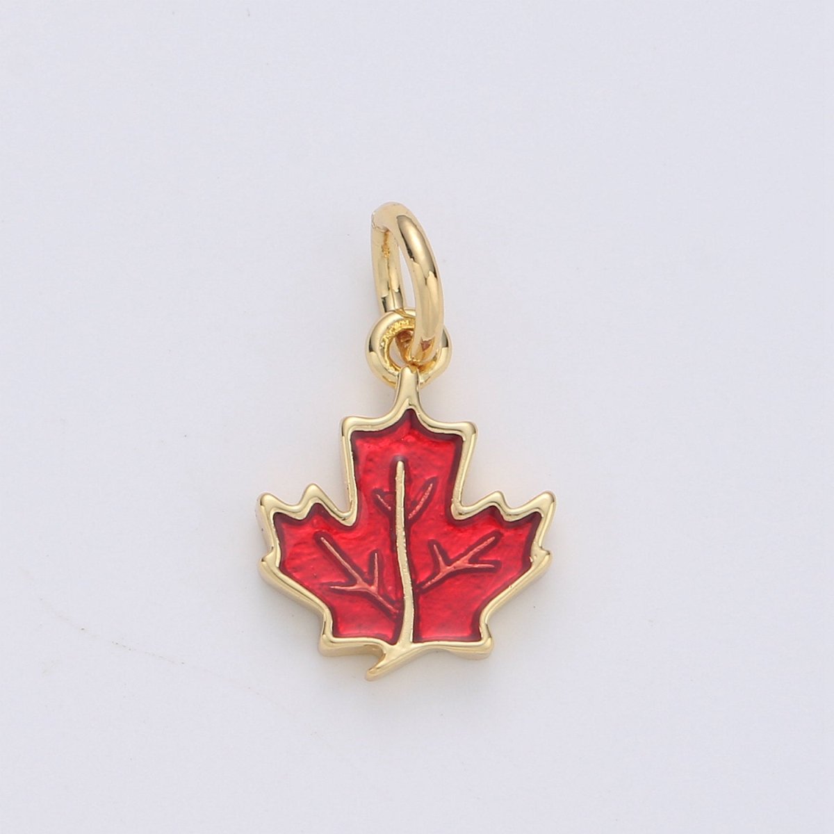 Dainty Red Maple Pendant Enamel Maple Tree Charm, Gold Canada Charm Jewelry for Necklace Bracelet Earring Component D-190 D-191