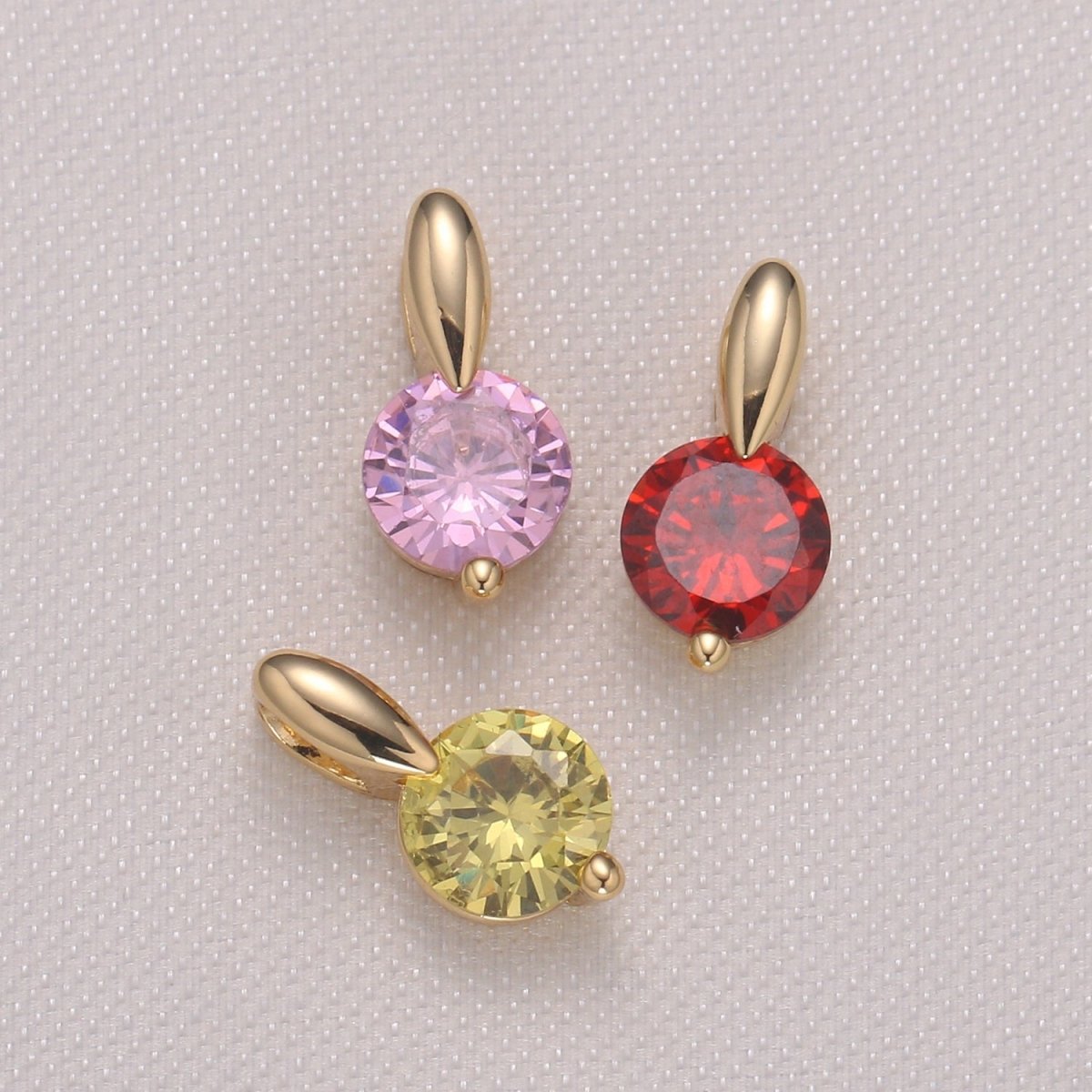 Dainty Red Purple Yellow Single Crystal Charm CZ Mono Crystal Charm Pendant GP-984 GP-985 GP-986