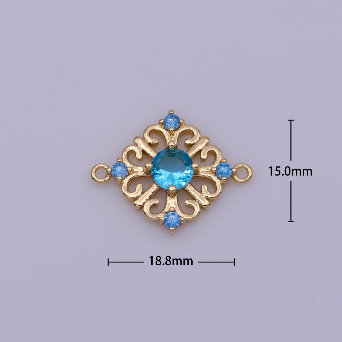 Dainty Rhombus Gold Filigree Ornate Link Connector for Charm Earring Necklace Bracelet Supply N-077 - DLUXCA
